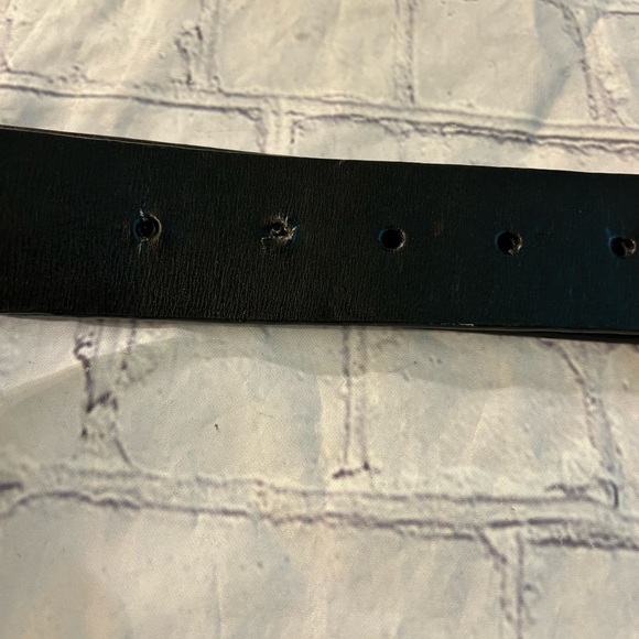 EMBELLISHED RHINESTONE COLORFUL BUCKLE OB BLACK LEATHER BELT WOMENS SIZE LARGE - Picture 9 of 10